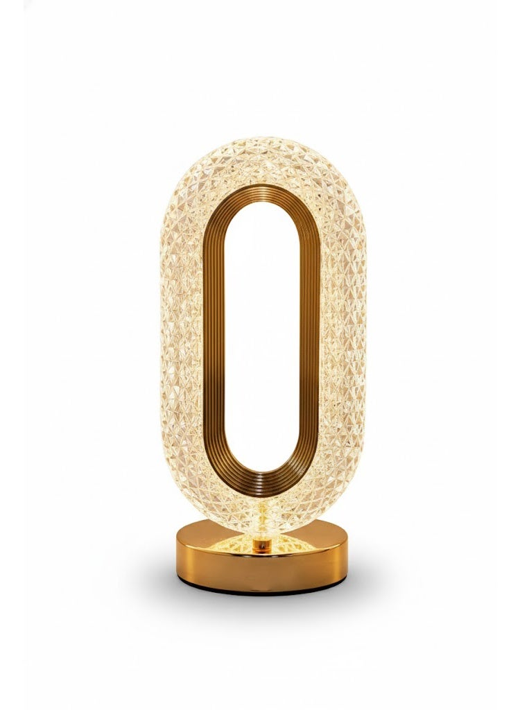 Crystal Modern Oval Light Lamp,Dimmable Touch Lamp with 3 Colors, Rechargeable Night Light with USB Port - Image 1